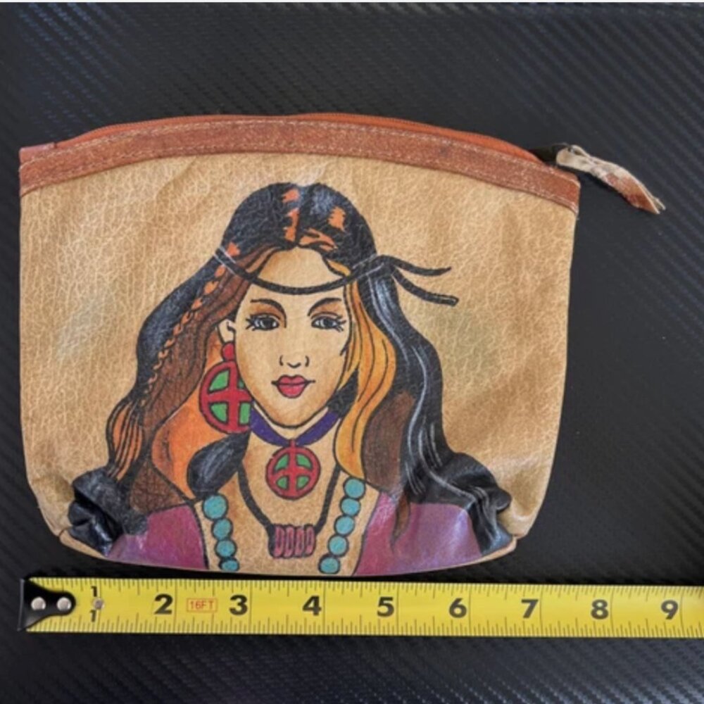 Emily Ann of Boca Raton Leather Hippie Gypsy Coin Change Purse Makeup Bag India